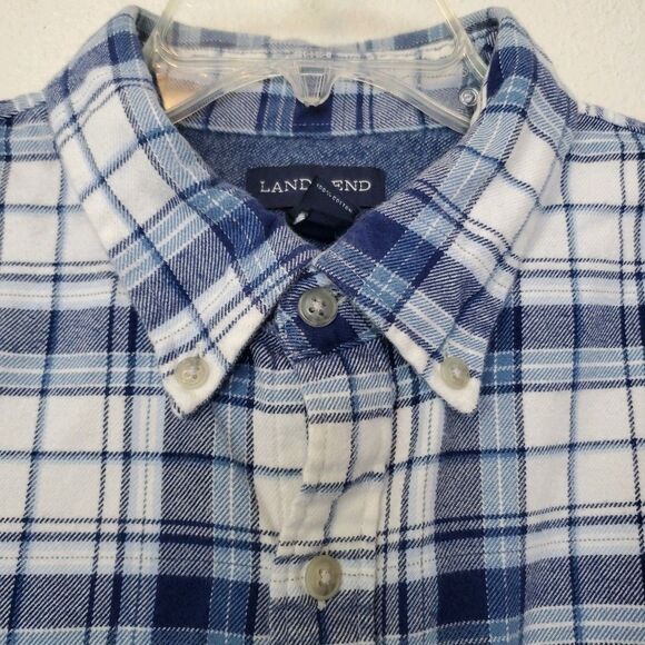 Lands End Men's Flannel Shirt Blue Plaid Traditional Fit Sz XL 17-17.5 - Picture 7 of 15